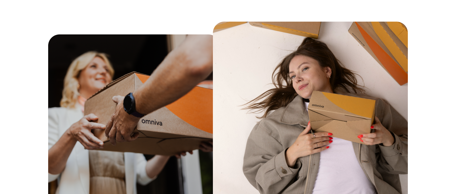Customers with their Omniva parcels