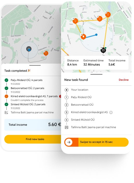 Omniva mobile application for couriers